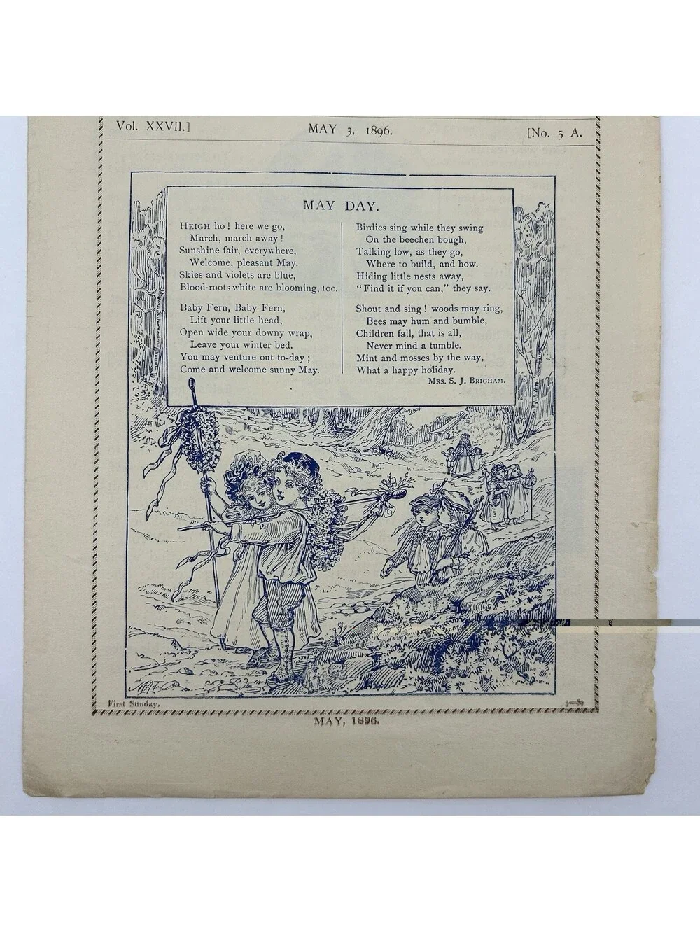 1892 Picture Paper Lesson Aug.7, 19th Century Children’s Religious Lesson    C22